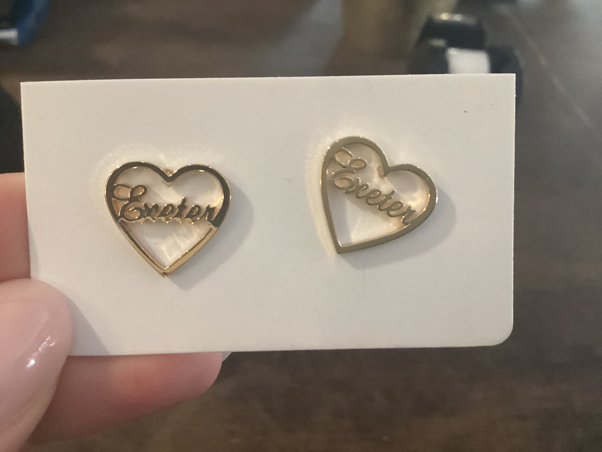 Exeter Heart Gold Stud Earrings