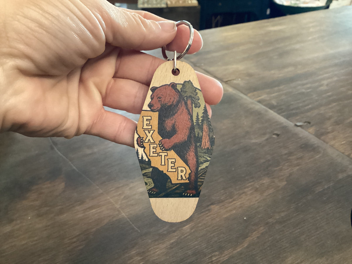 Exeter Bear Wooden Keychain
