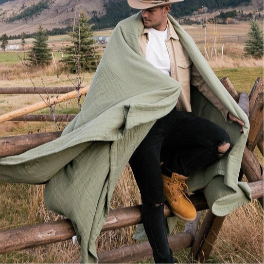 Oversized Breeze Throw - Sage, Grey, Moss