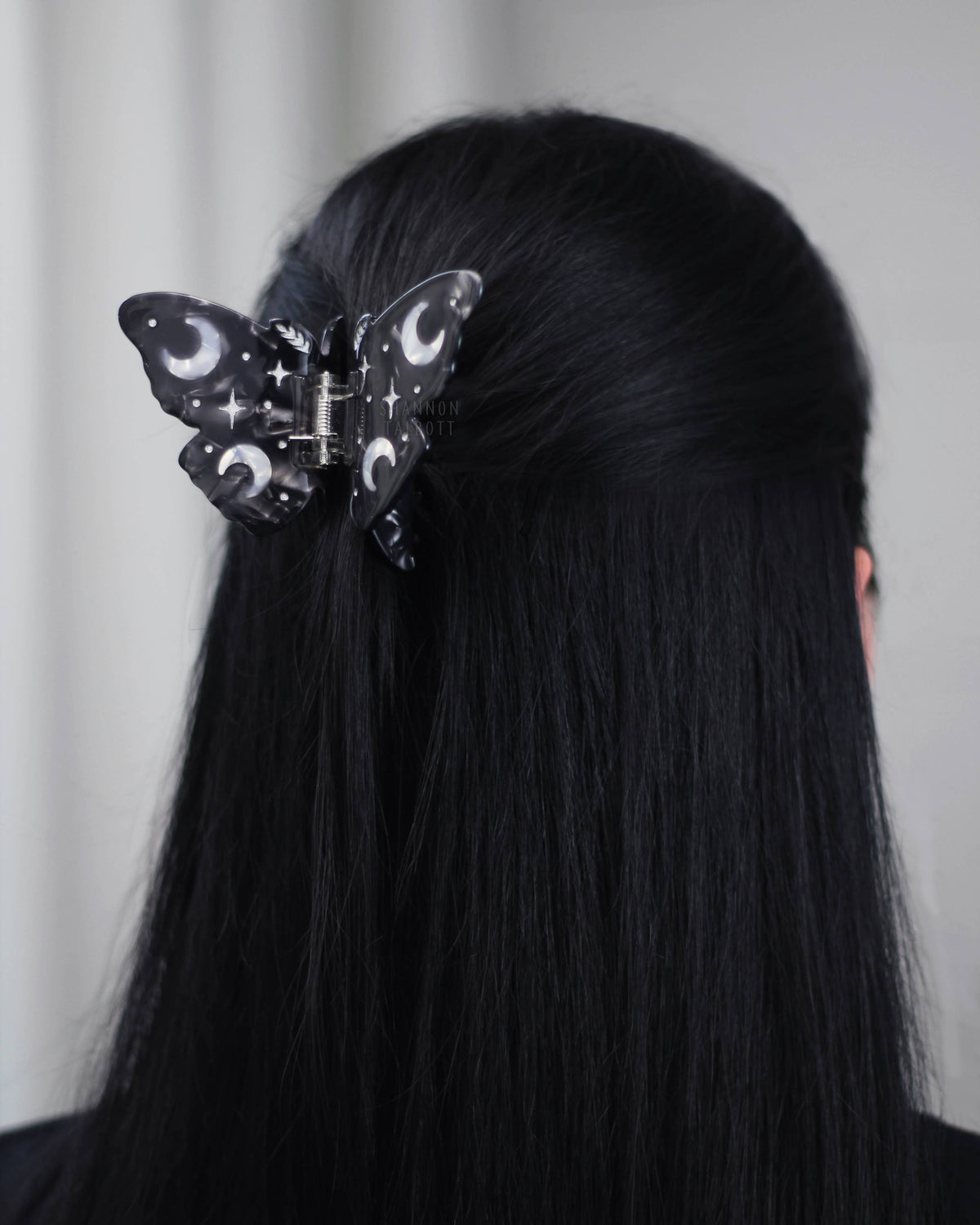 Moon Moth Butterfly Hair Claw Unique Accessory - Silver