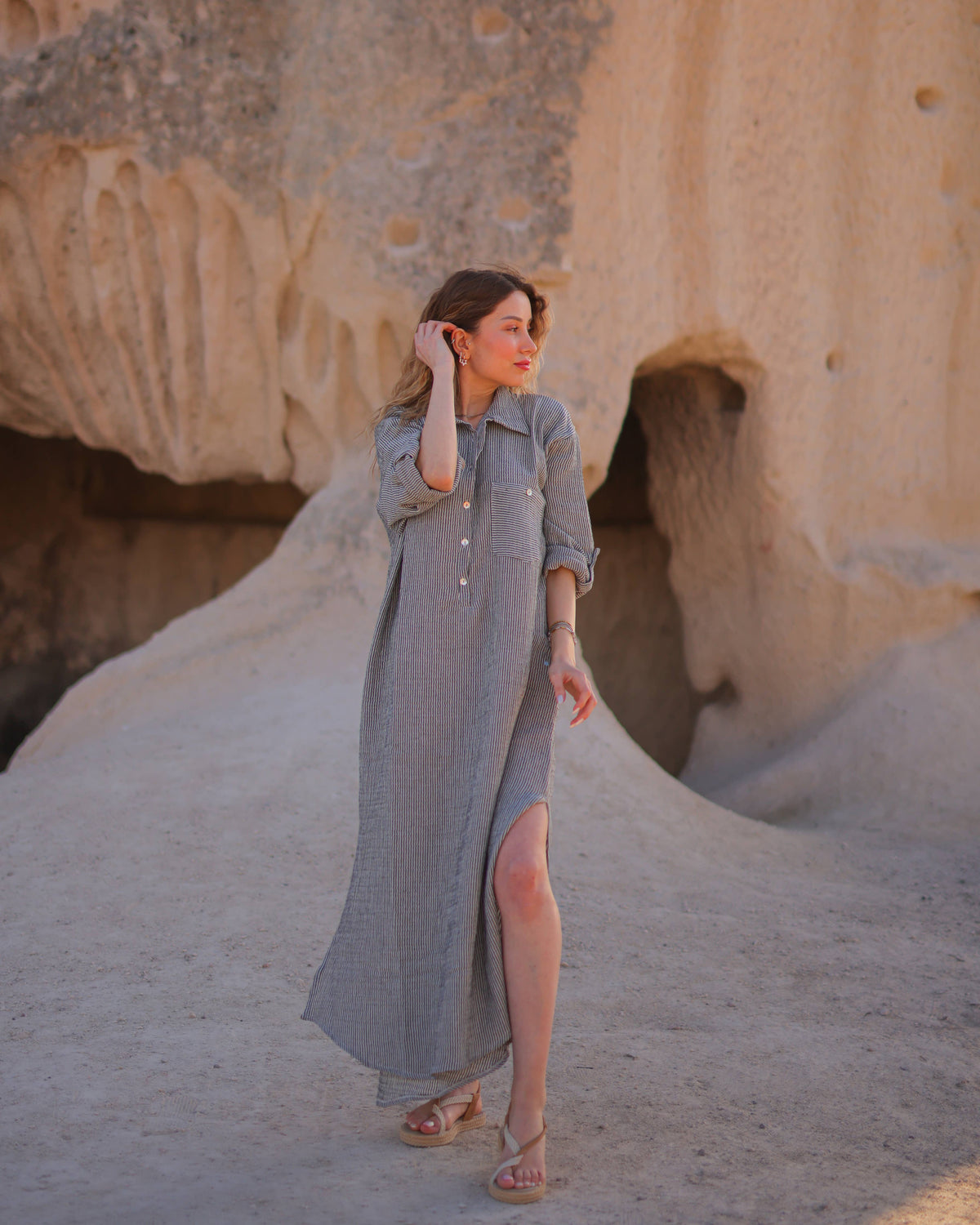 Florence Long Sleeve Muslin Shirt Dress