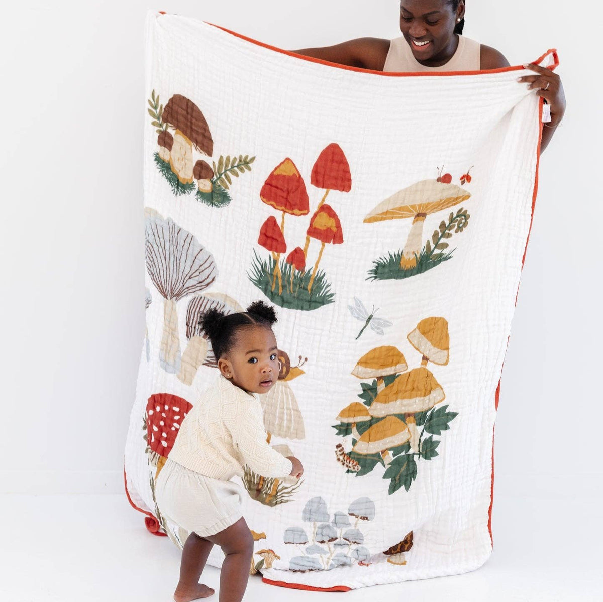 Mushroom Muslin Throw Blanket