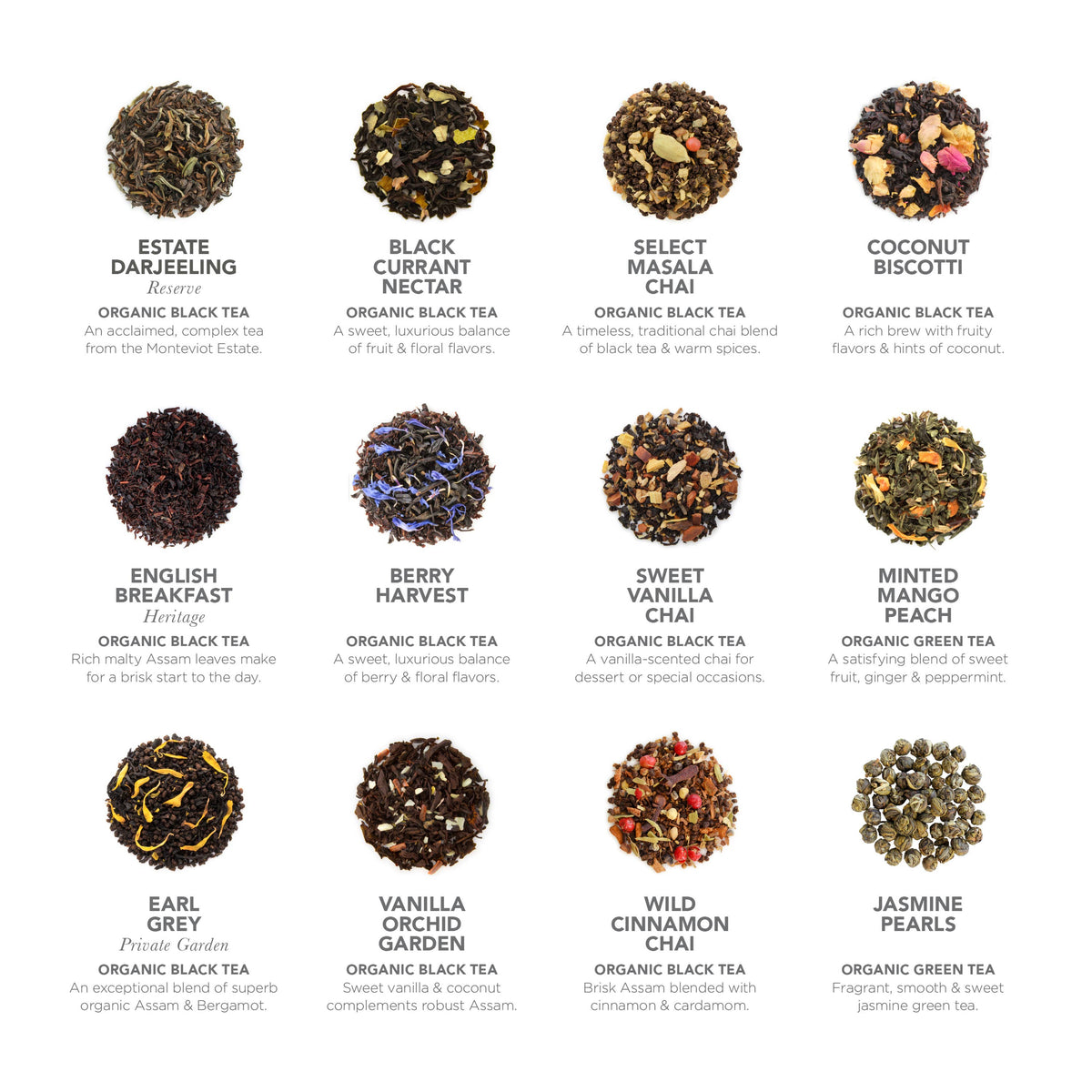 Teabloom World Pyramid Tea Collection, 24 Organic Teas