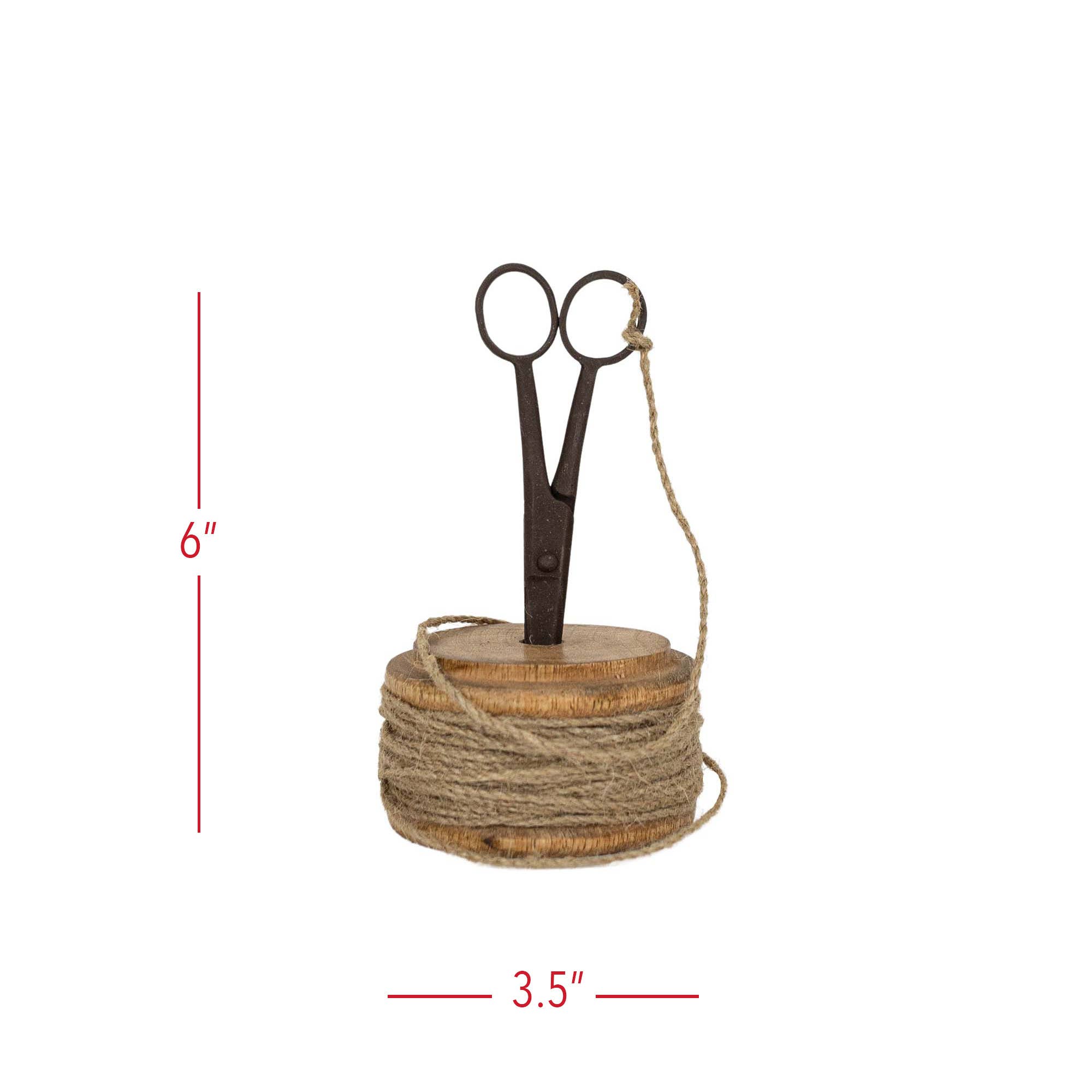 Vintage Scissor Wood & Jute Spool Set
