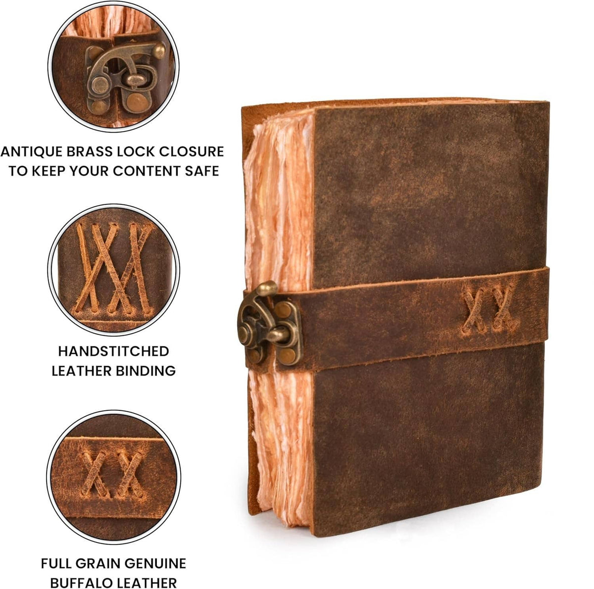 Handmade Leather Journal with C-Lock Unlined Deckle