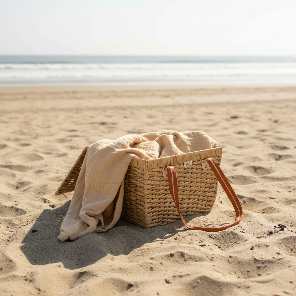 Essential Everything Towel in Sand — Beach Lifestyle Hero