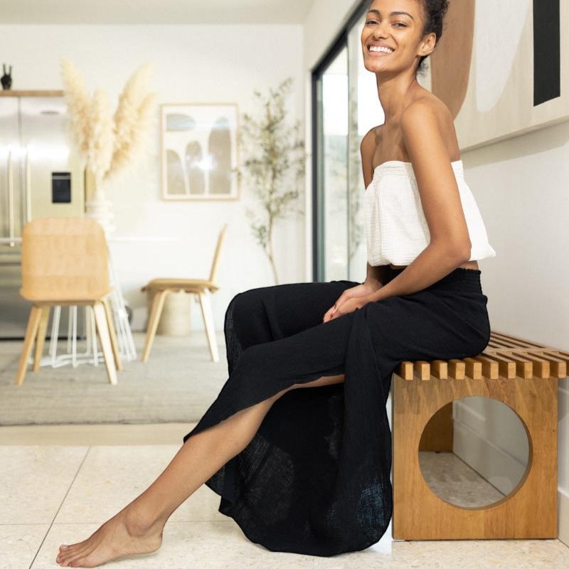 Tulip Pants – Wide Leg Muslin Cotton Pants with Side Slit