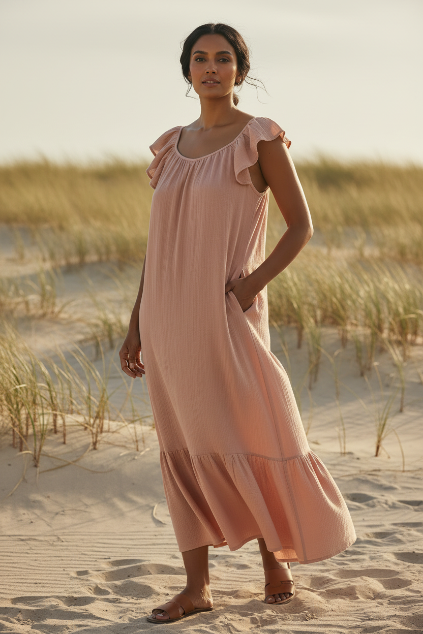 Maxi Dress - Flutter Strap Blush / XS/S Maxi Dress - Flutter Strap Blush / XS/S