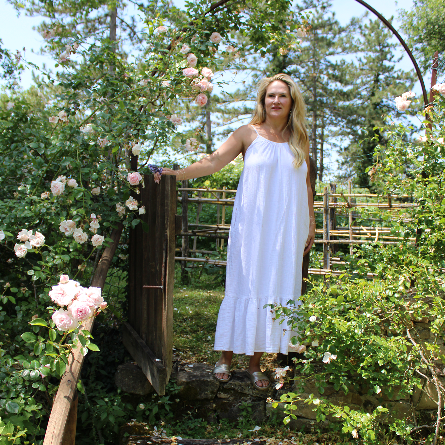 Muslin Cotton Maxi Dress with Classic Strap