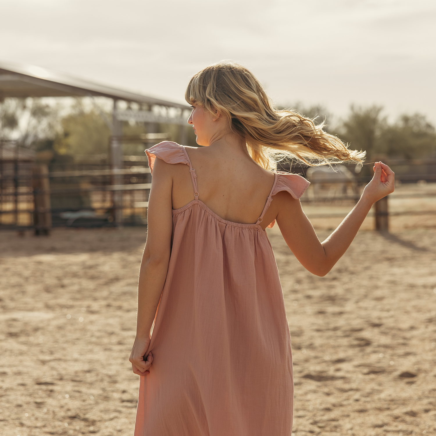 Muslin Cotton Maxi Dress with Flutter Strap