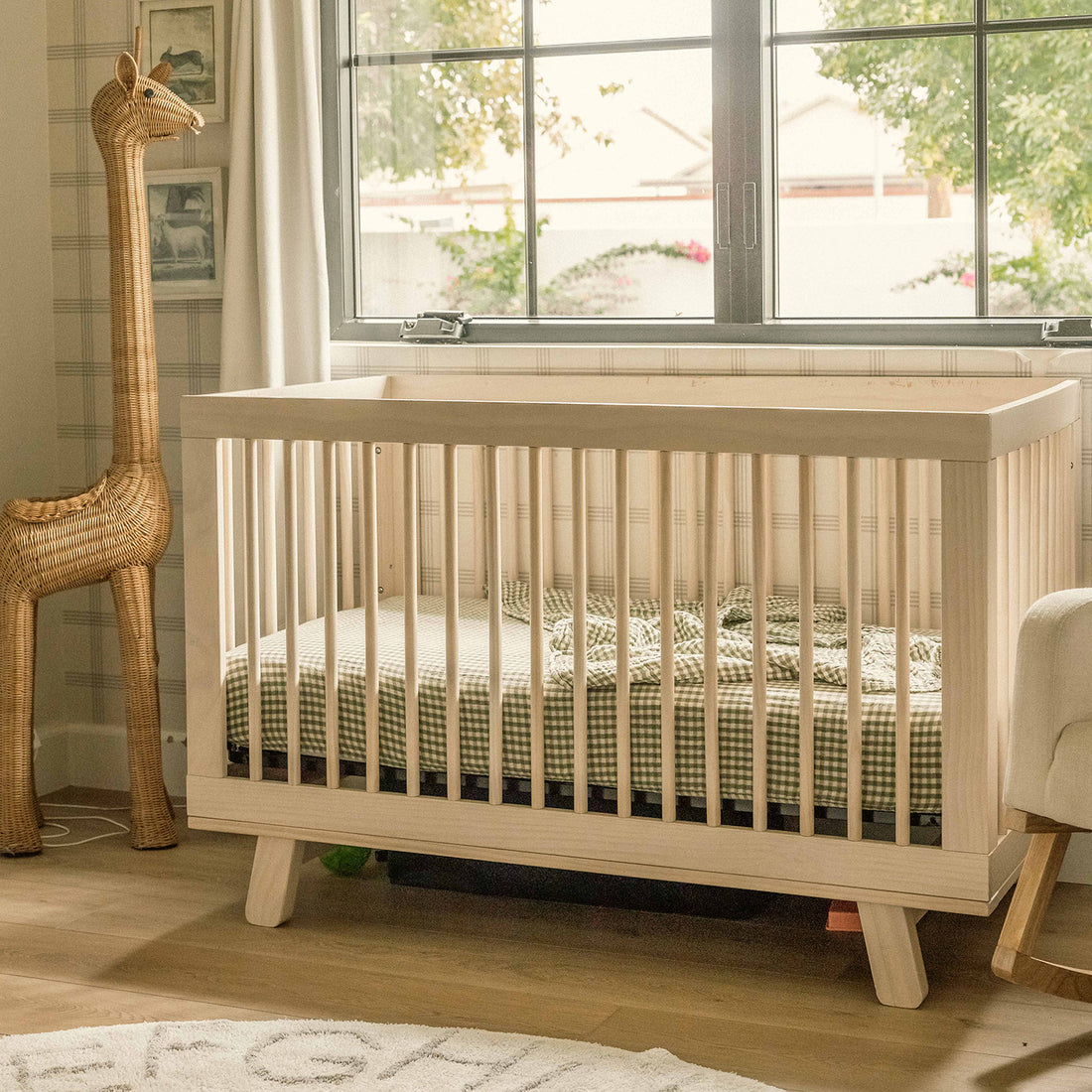 Muslin Cotton Crib Fitted Sheet in Gingham