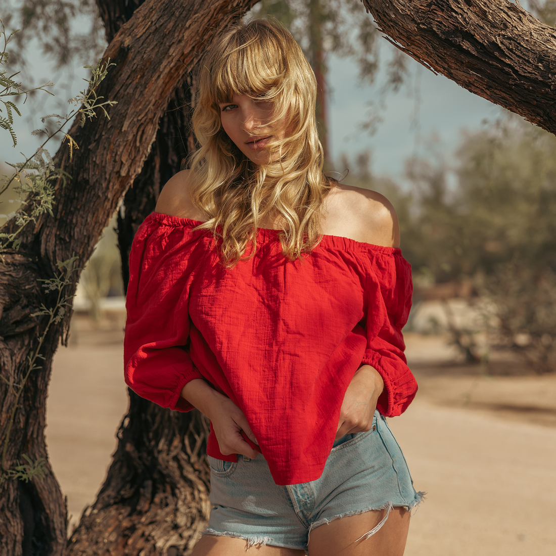 Muslin Cotton Peasant Top