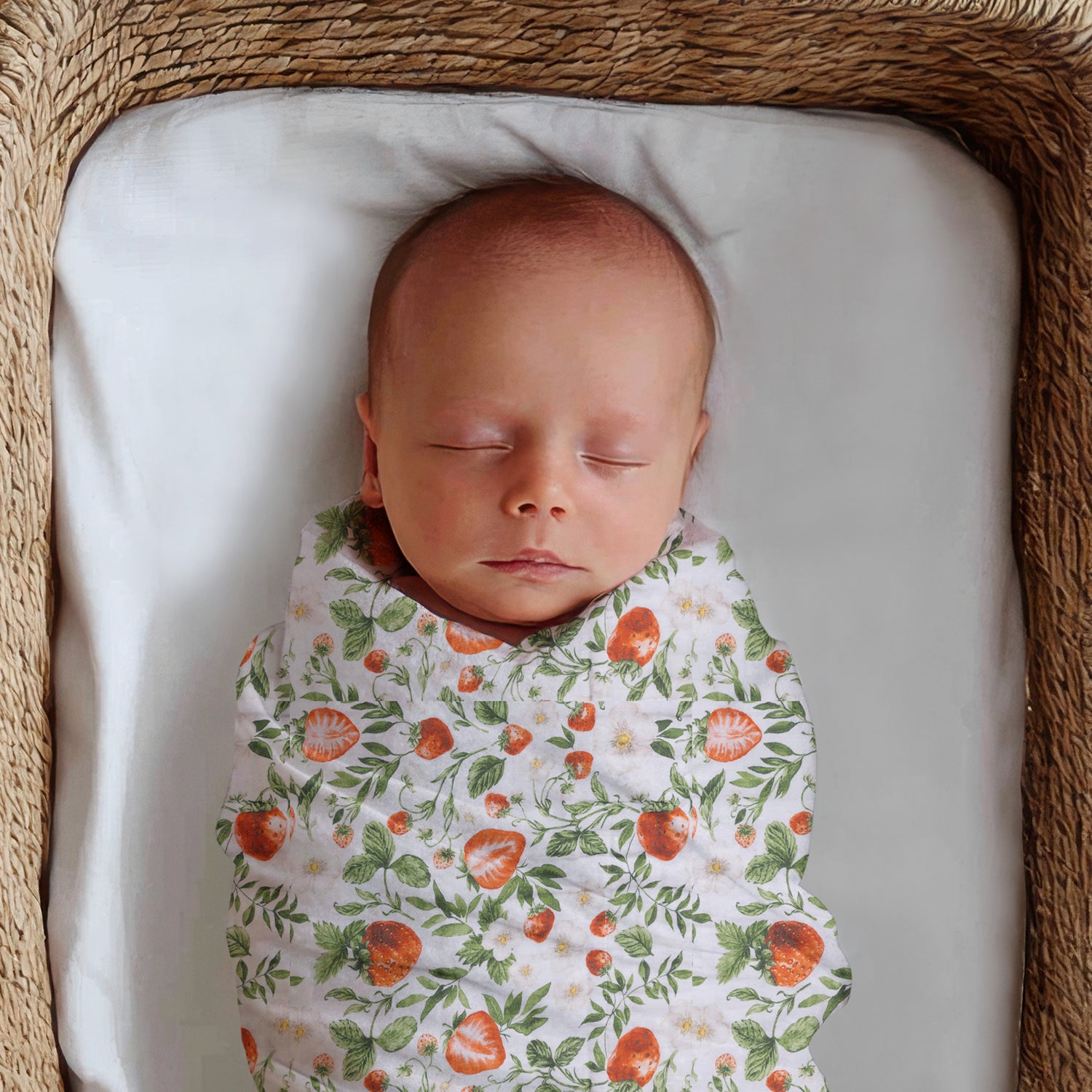 Muslin Cotton Swaddle Blanket in Strawberry Fields