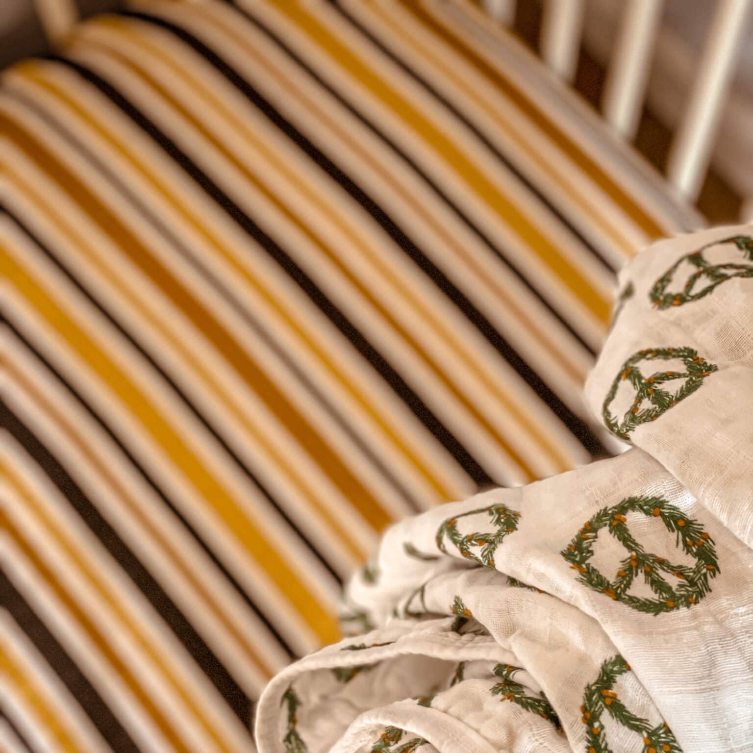 Autumn Stripe Muslin Crib Bottom Sheet