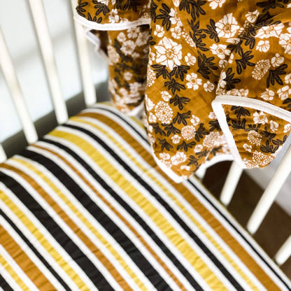 Autumn Stripe Muslin Crib Bottom Sheet