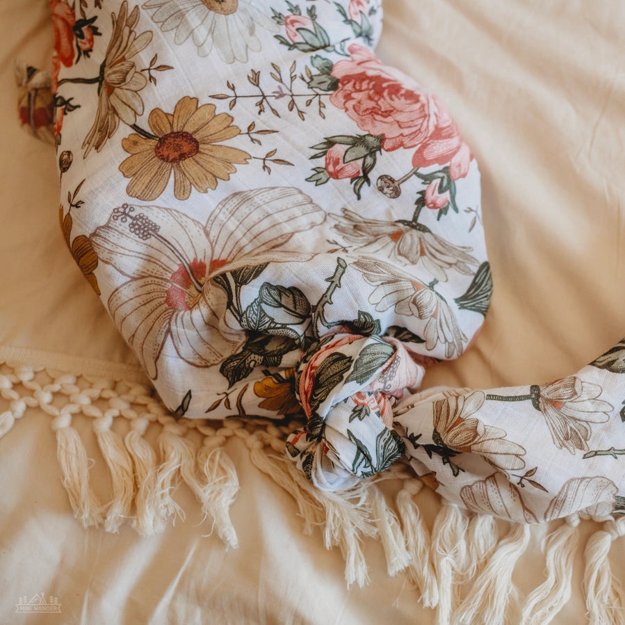 Vintage Floral Muslin Swaddle