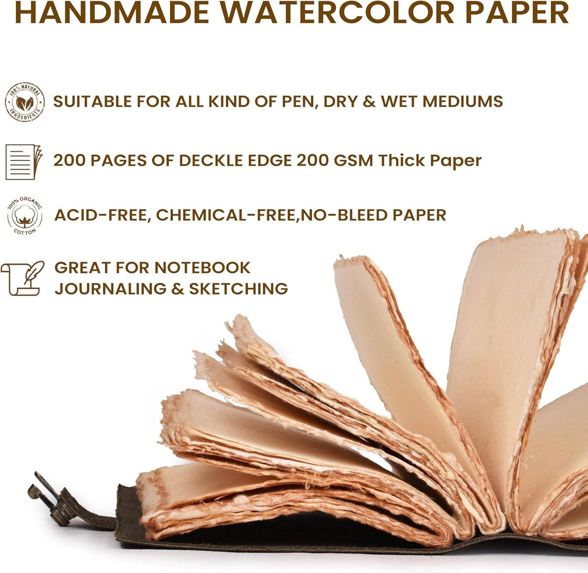 Handmade Leather Journal with C-Lock Unlined Deckle