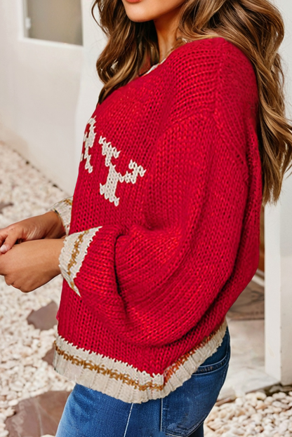 LDC MERRY Color Block Edge Drop Shoulder Cozy Sweater