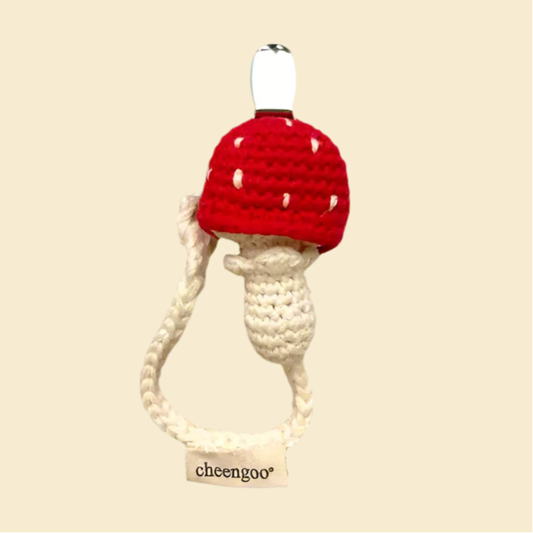 Mushroom Crochet Pacifier Clip