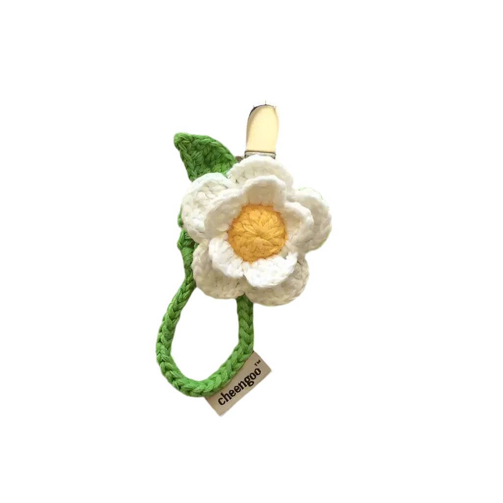 100% Cotton Crochet Daisy Pacifier Clip