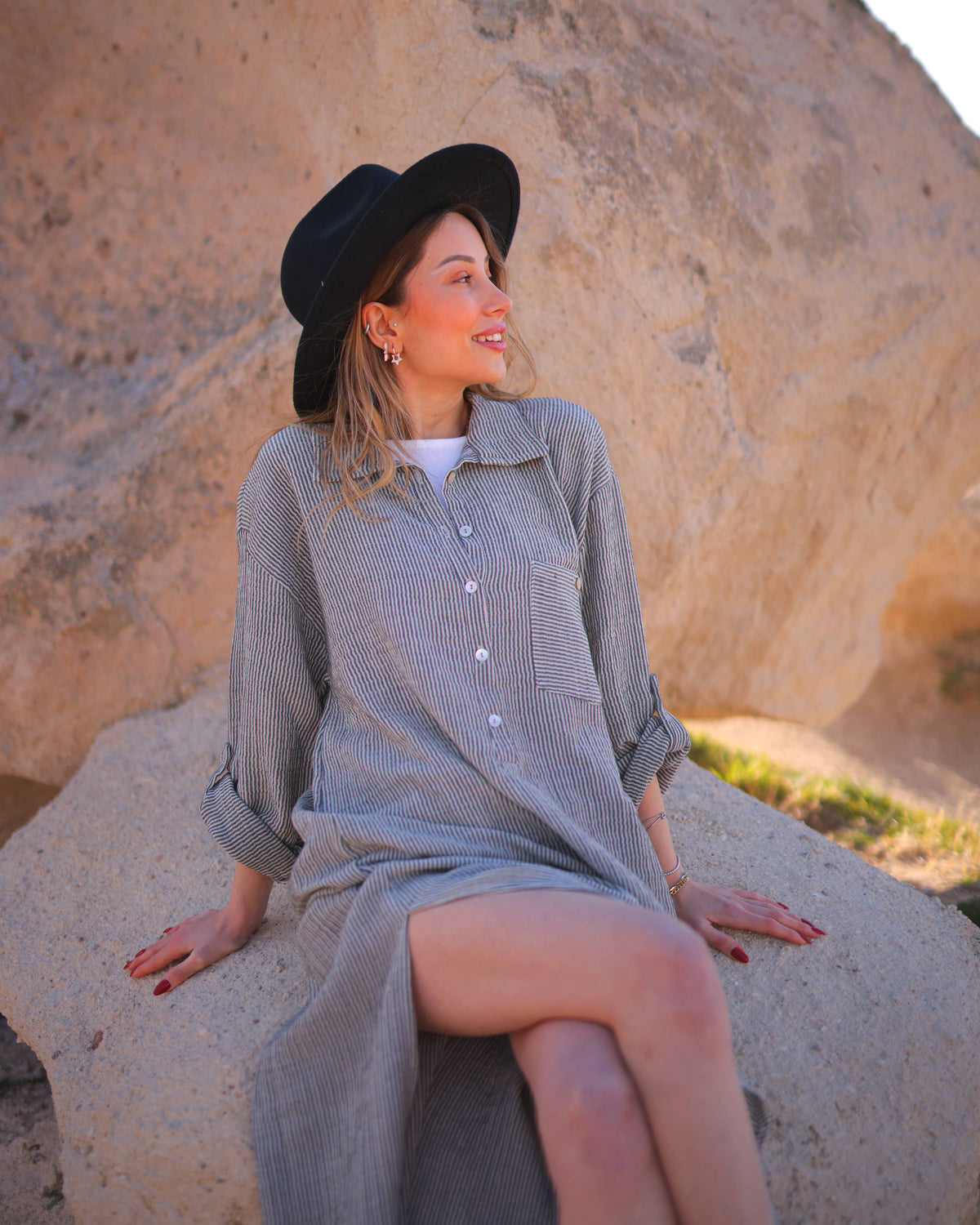 Florence Long Sleeve Muslin Shirt Dress