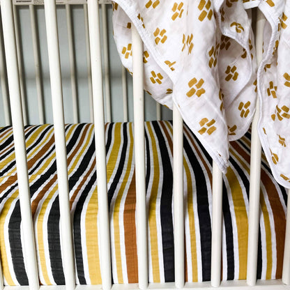 Autumn Stripe Muslin Crib Bottom Sheet