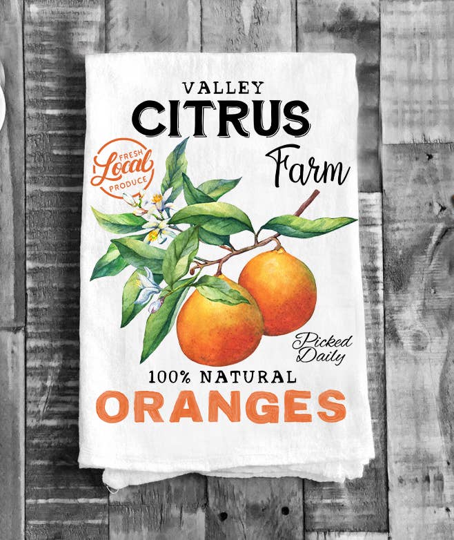 Farm Fresh Citrus Oranges Kitchen Cotton Tea Towels