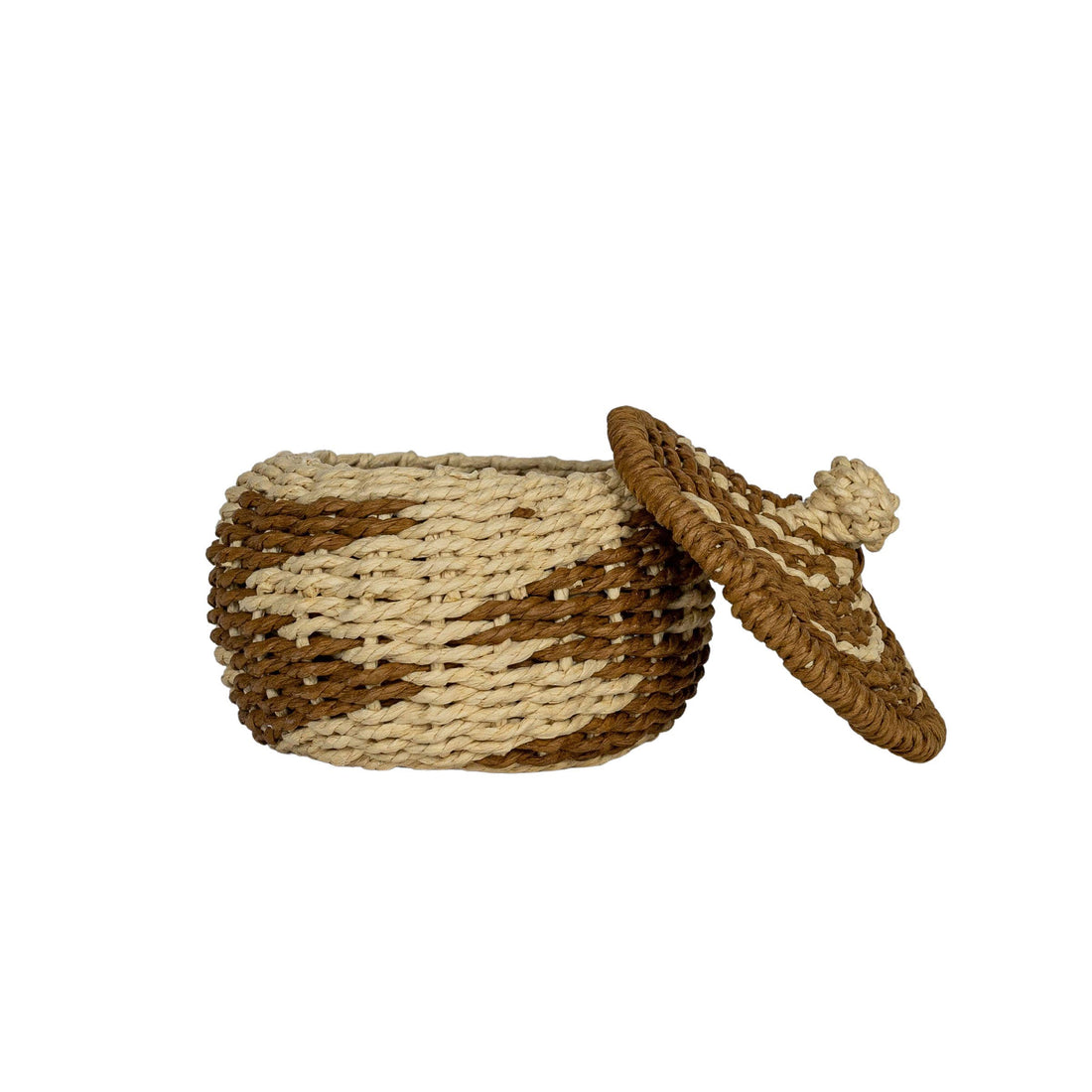 Hand-Woven Rope Basket with Lid, Fall Decor