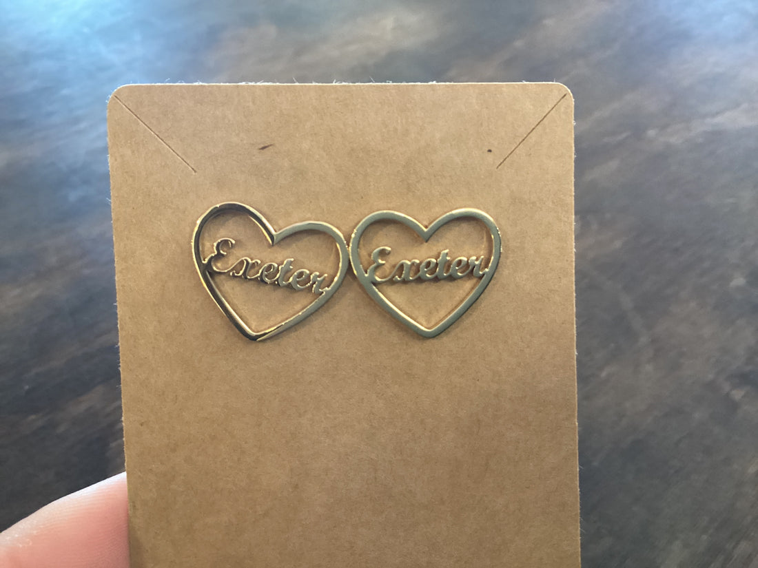 Exeter Heart Gold Stud Earrings