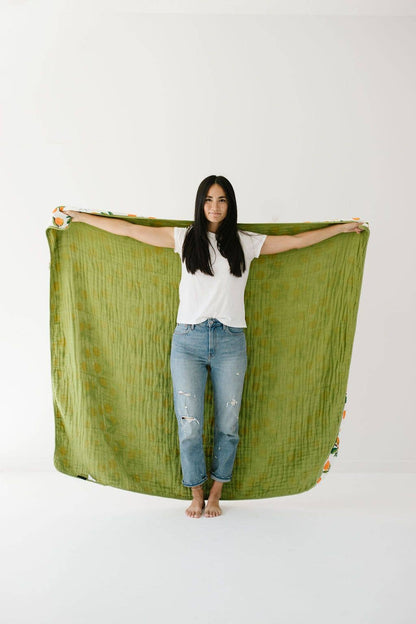 California Oranges Muslin Throw Blanket