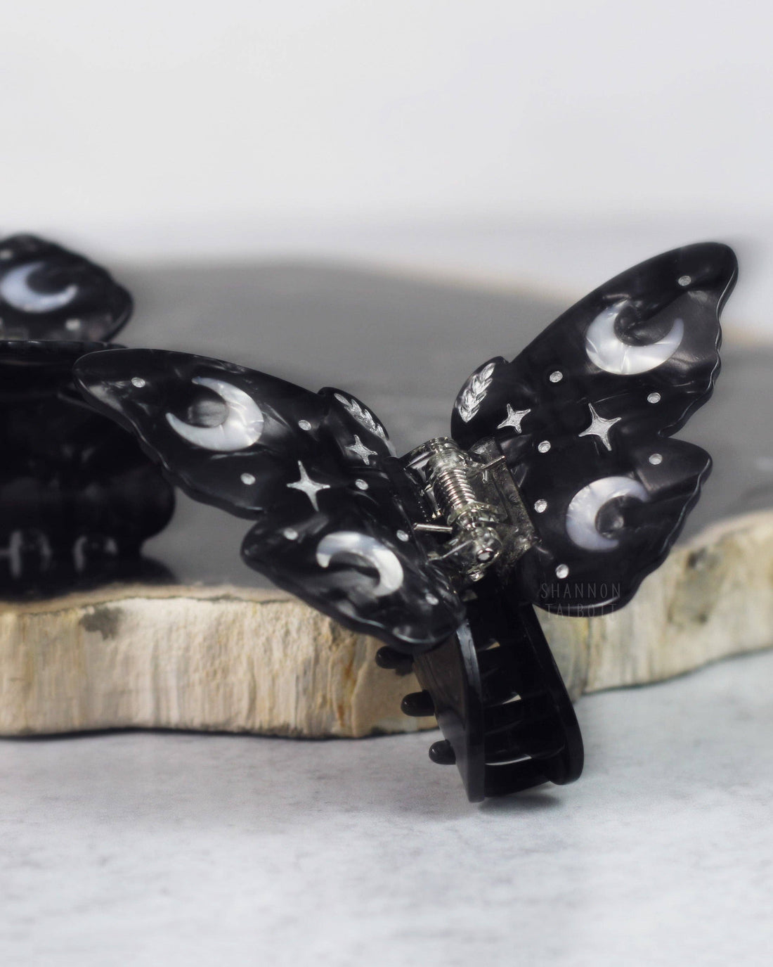 Moon Moth Butterfly Hair Claw Unique Accessory - Silver