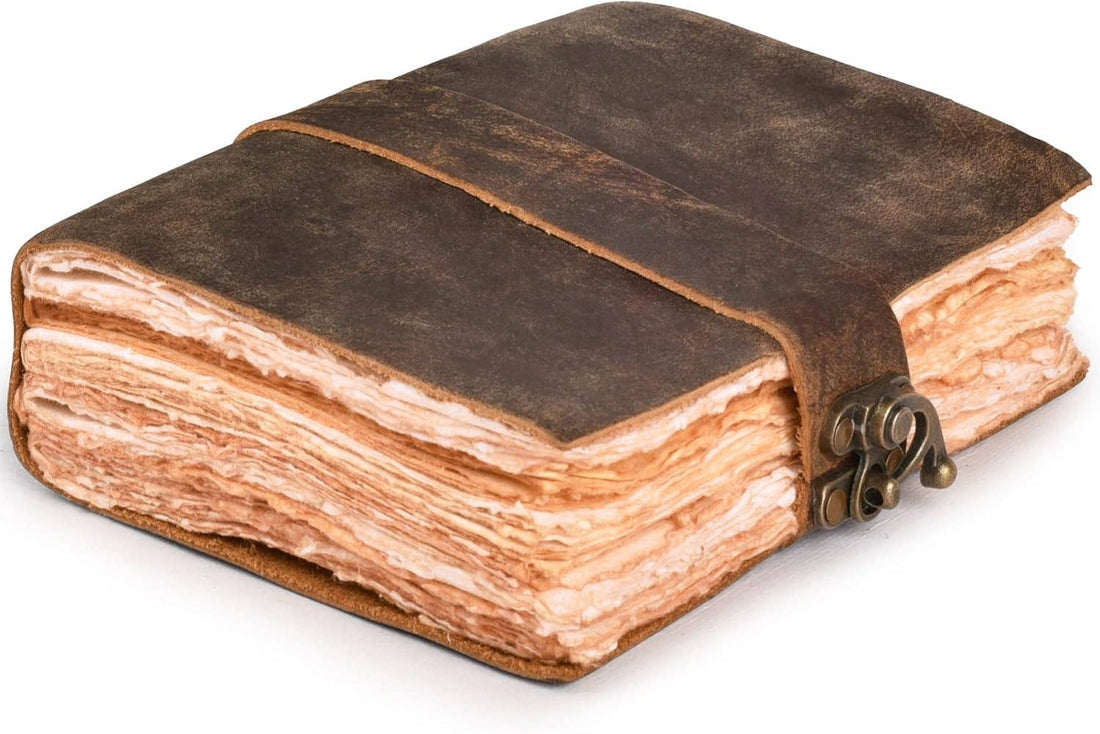 Handmade Leather Journal with C-Lock Unlined Deckle