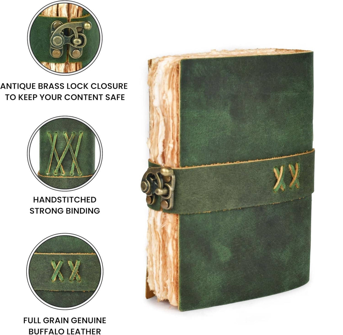 Handmade Leather Journal with C-Lock Unlined Deckle