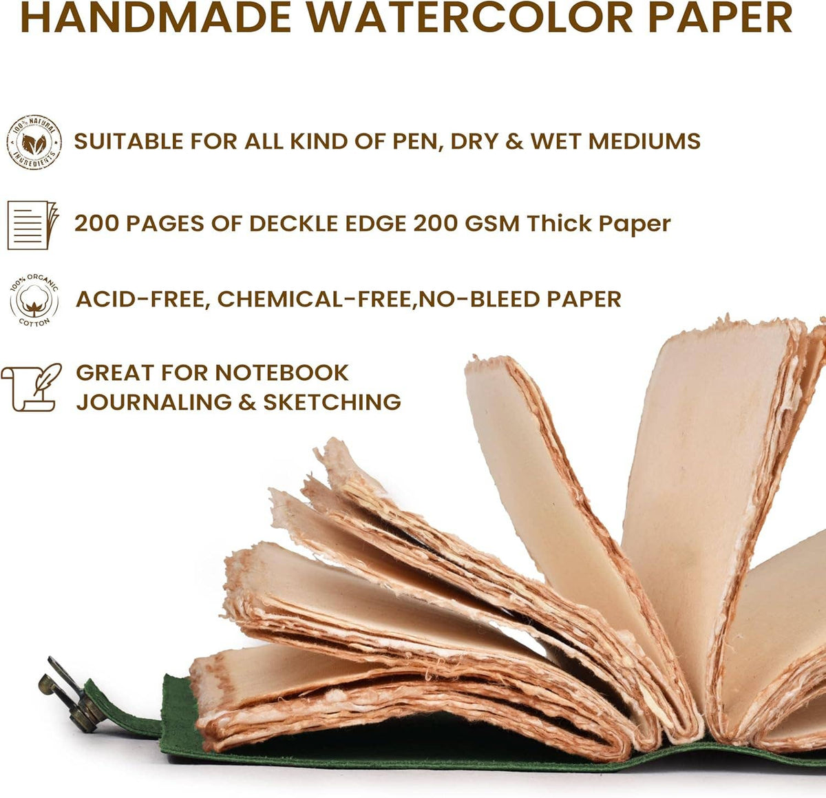 Handmade Leather Journal with C-Lock Unlined Deckle