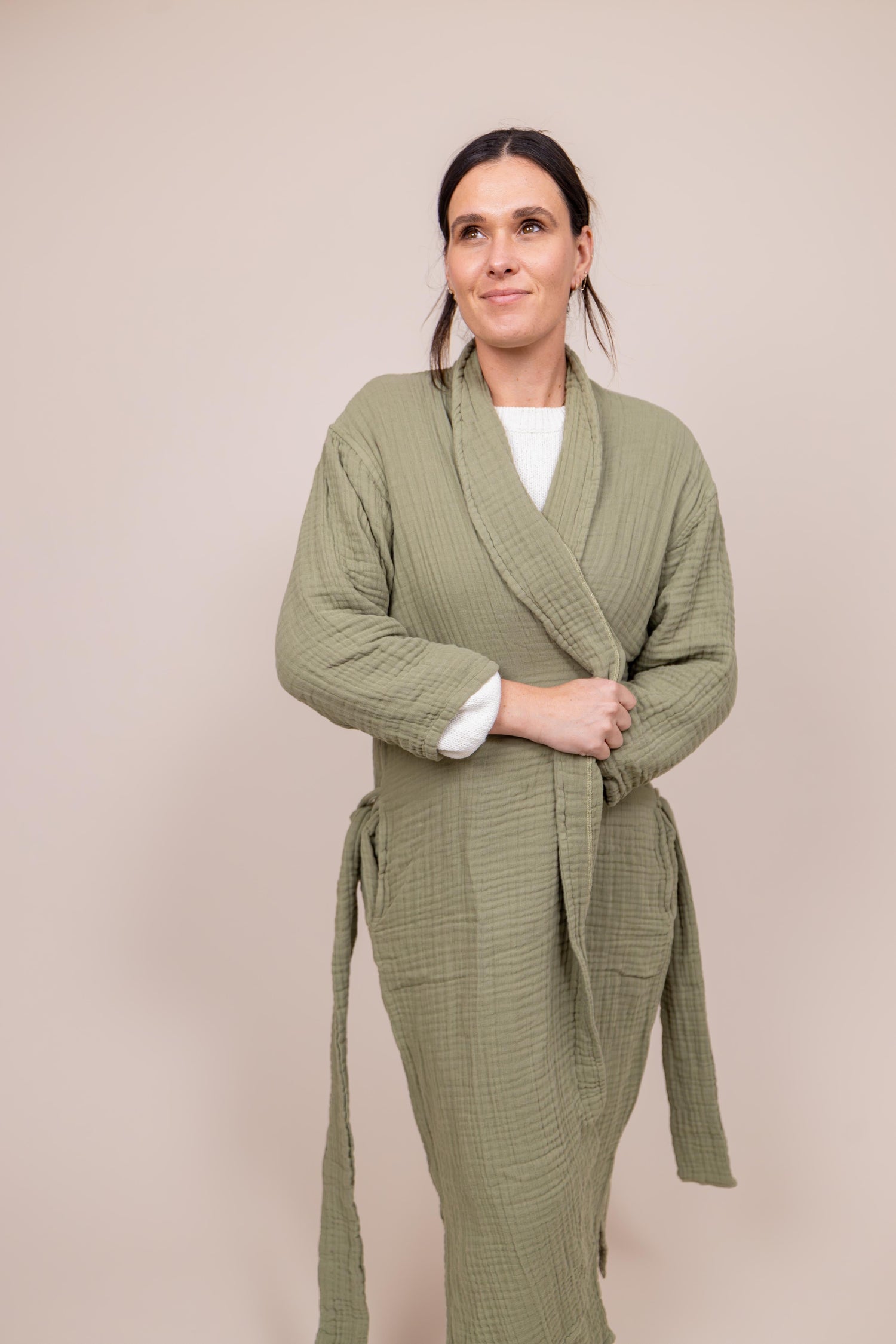 Unisex Organic 4 Layer Gauze Robe, Muslin Bathrobe, Cozy Dressing Gown,  Soft and Chic Sauna Robe, Single Color Muslin Robe, Gift for Woman -   Canada