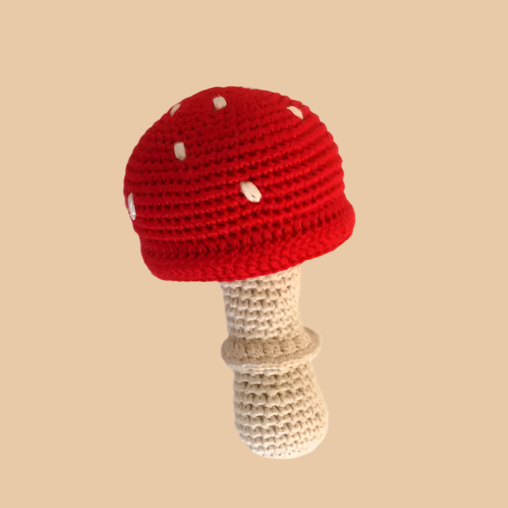 Organic Mushroom Crochet Rattle