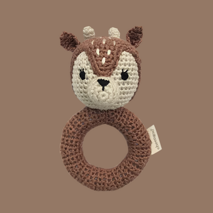 Organic Crocheted Fawn Ring Rattle