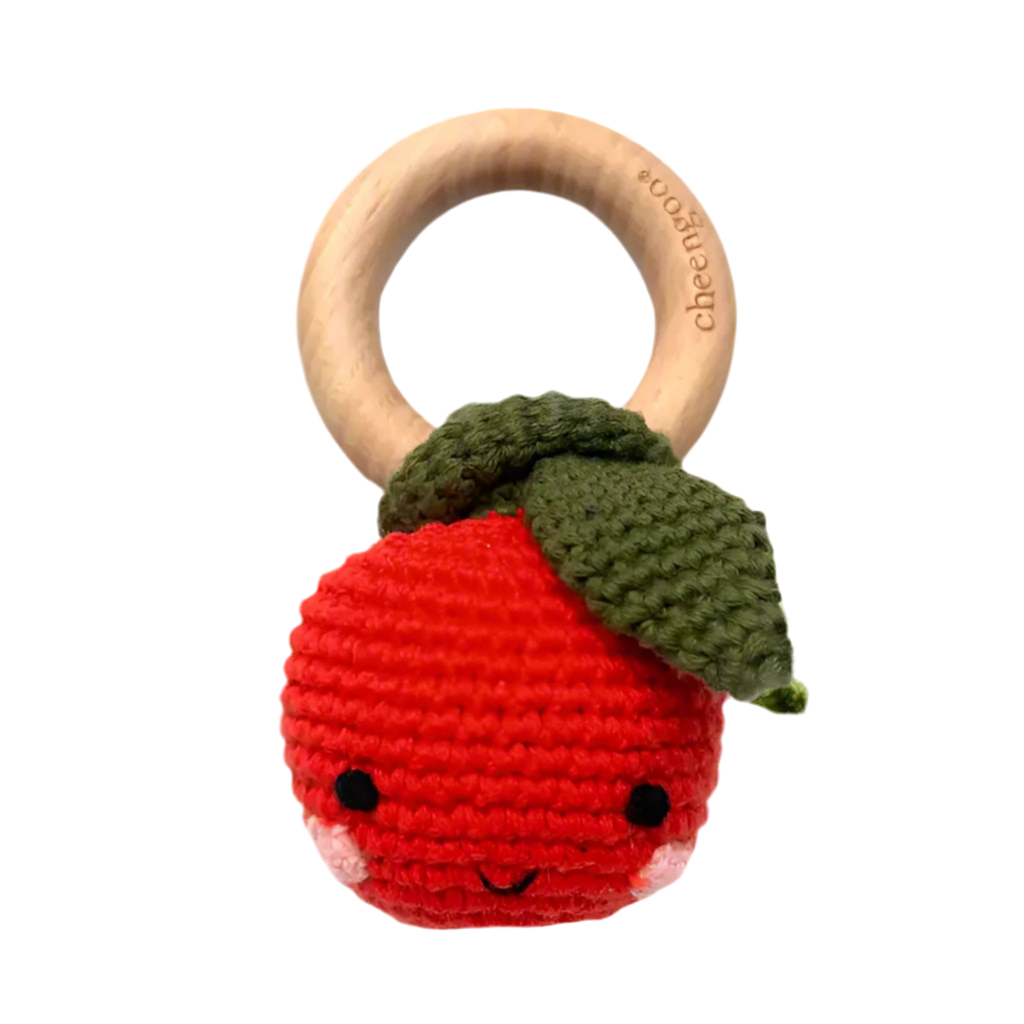 Apple Crocheted Beech Wood Teething Rattle