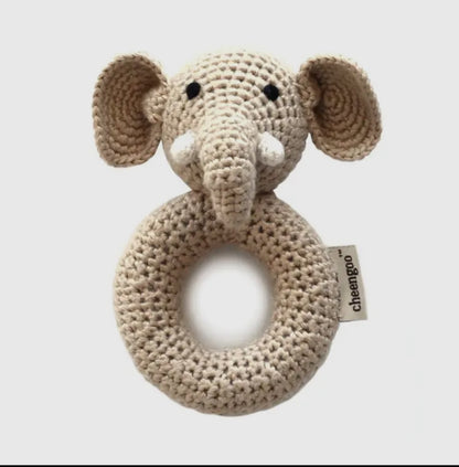 Organic Crocheted Elephant Ring Rattle