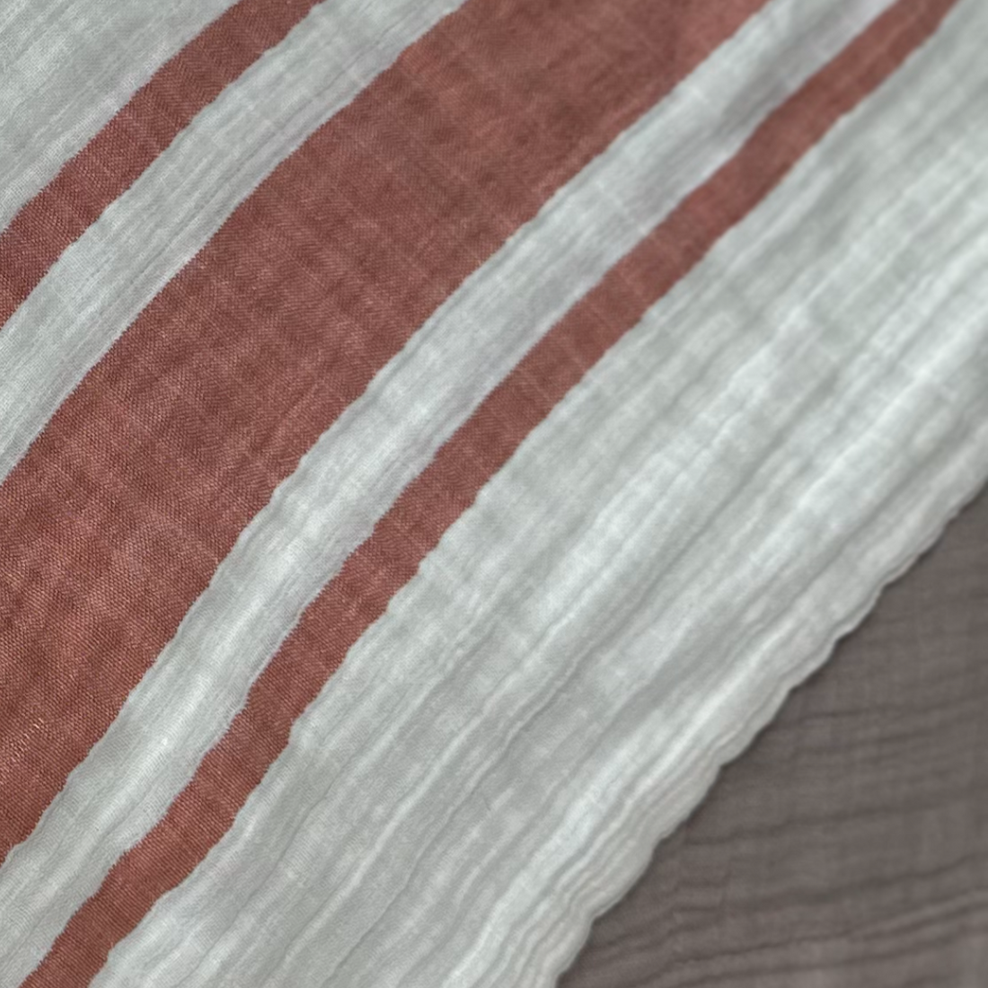 Rust Stripe Oversized Breeze Muslin Cotton Throw