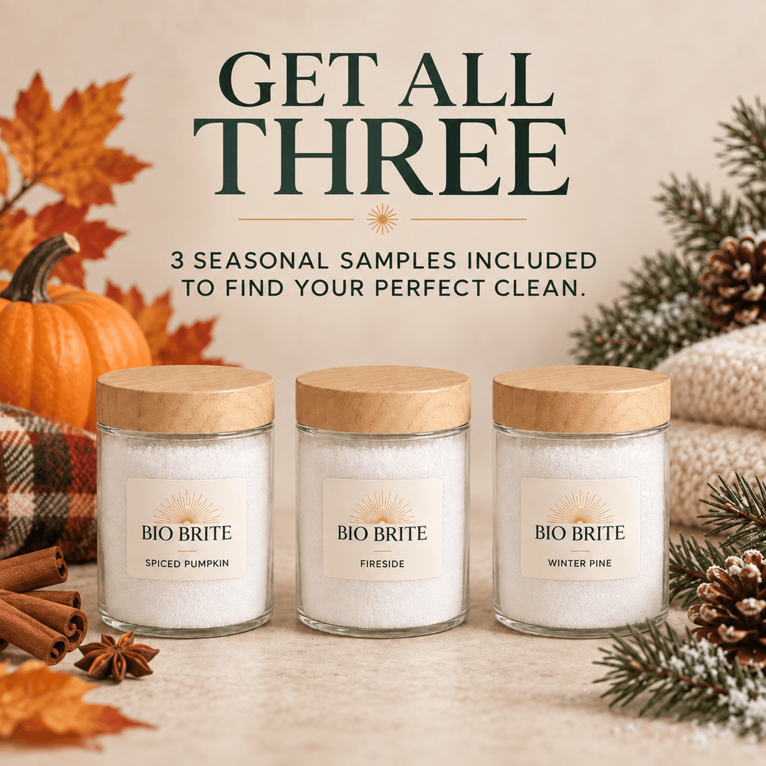 🎃🔥🌲Three Scent Seasonal Sample Pack | Bio Brite