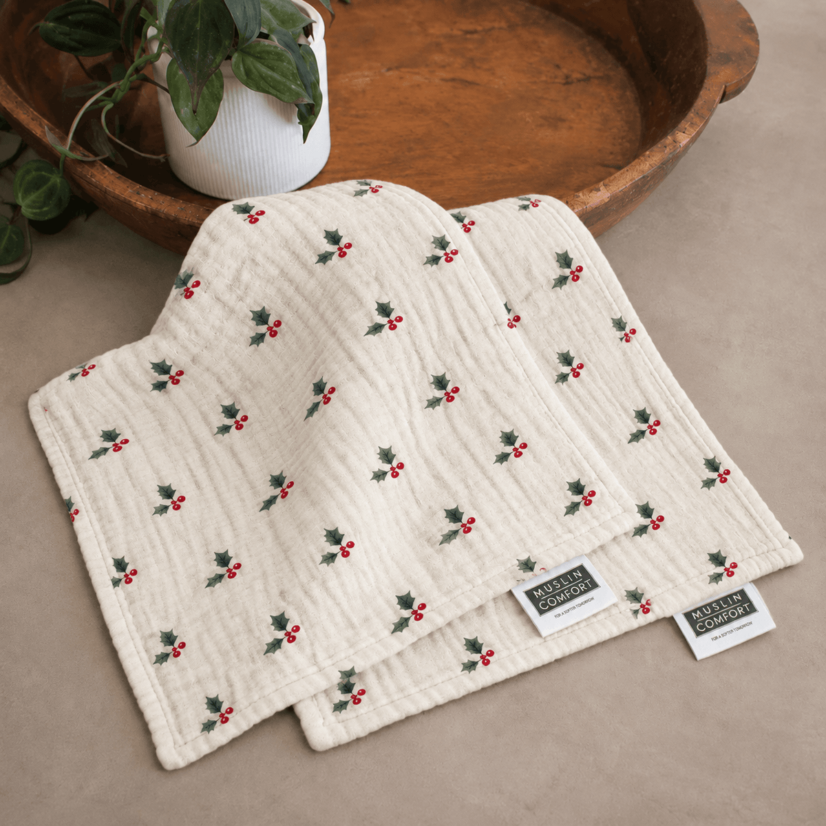 Muslin Cotton Wash Cloths (Set of 2) - Vintage Holly
