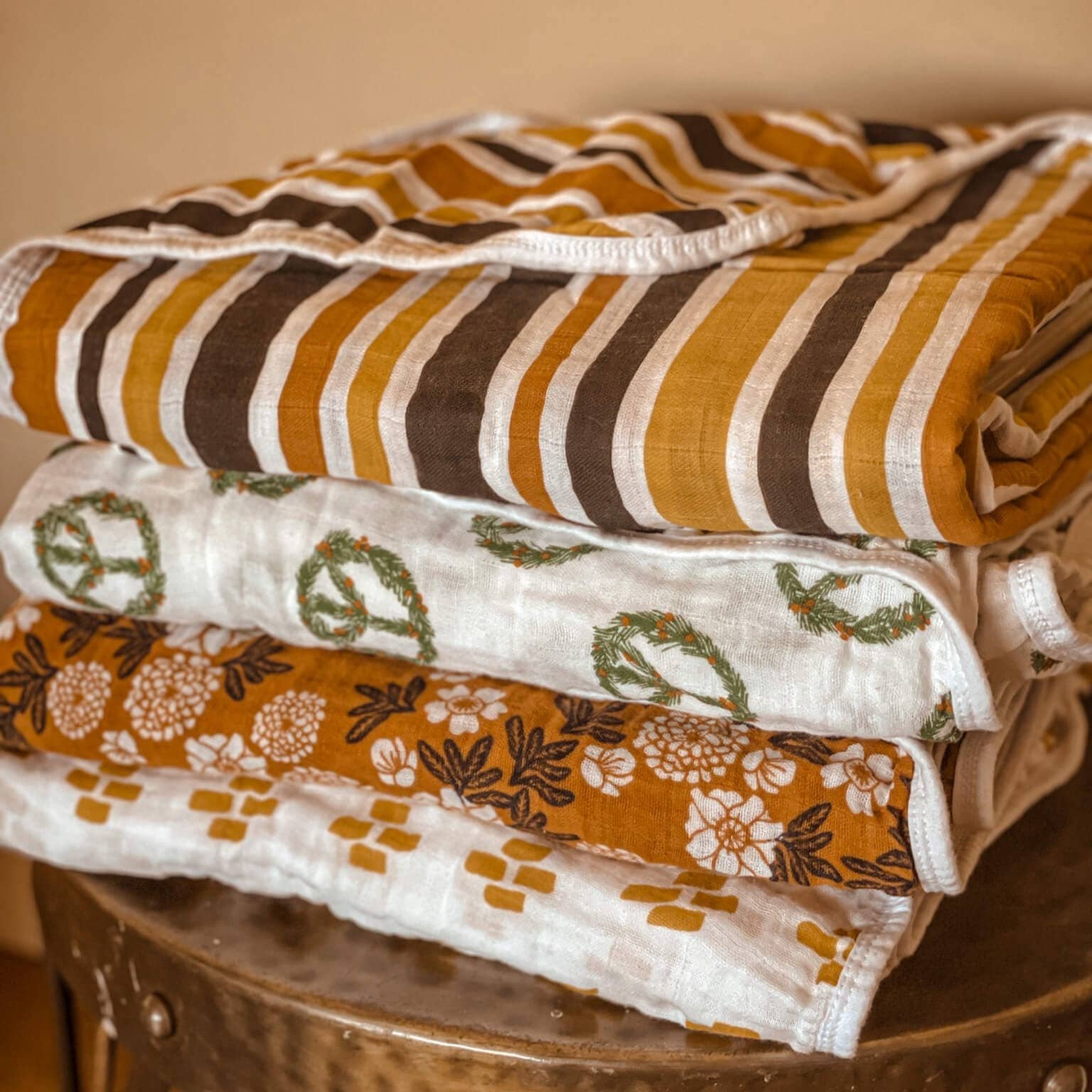 Autumn Stripe Muslin Throw