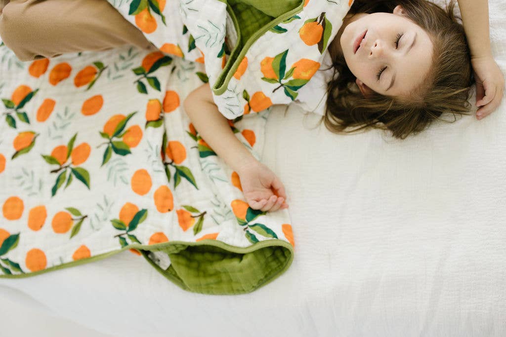 California Oranges Muslin Throw Blanket