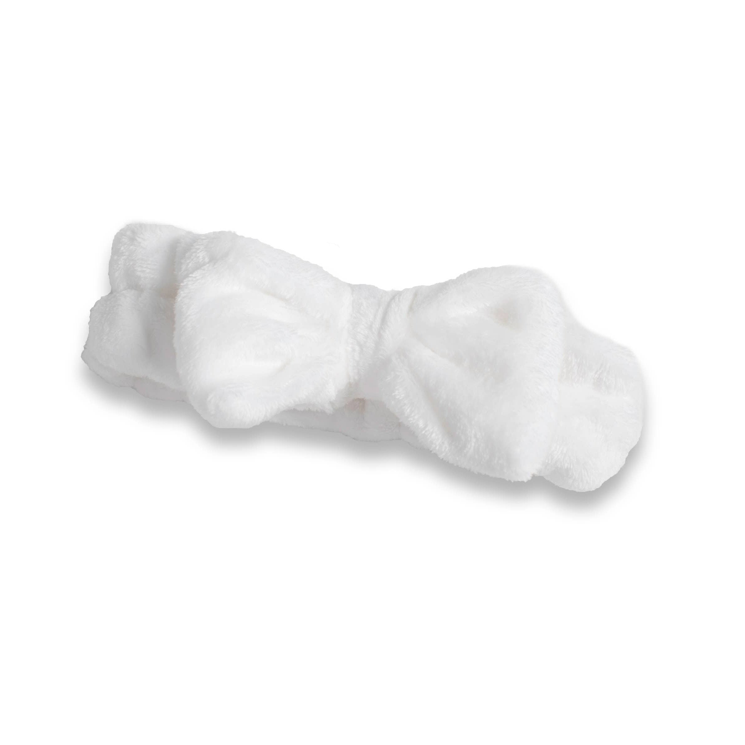 Plush Bow Spa Headband - White