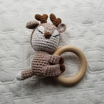 Reindeer Crochet Beech Wood Rattle