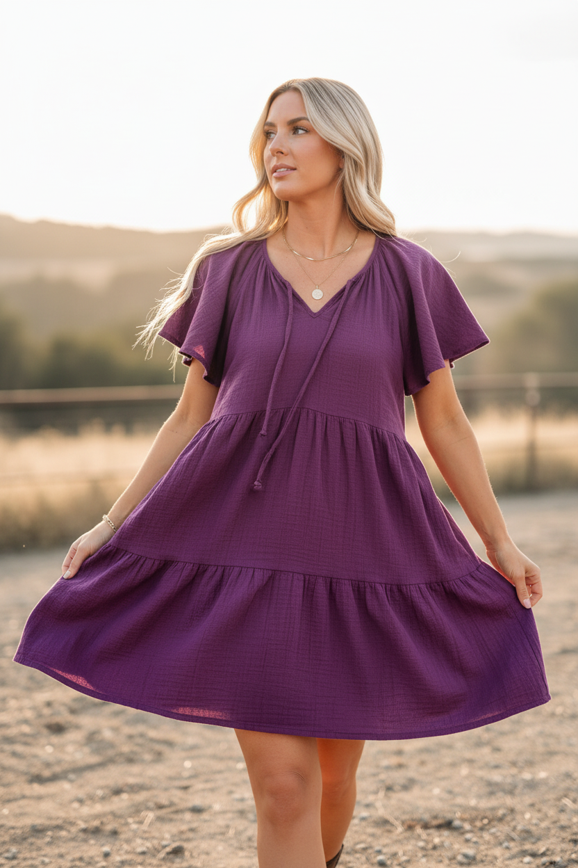 Berry Butterfly Dress - Corrected Bodice Style