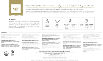 Teabloom World Pyramid Tea Collection, 24 Organic Teas