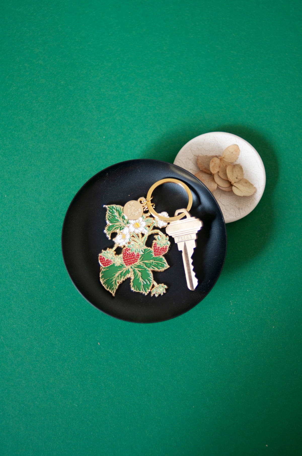 Strawberry Gold Soft Enamel Key Chain