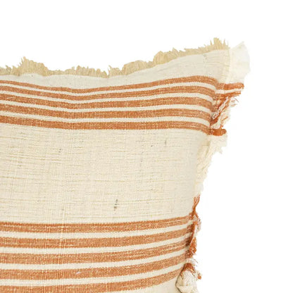 Rust Striped Cotton + Jute Throw Pillow